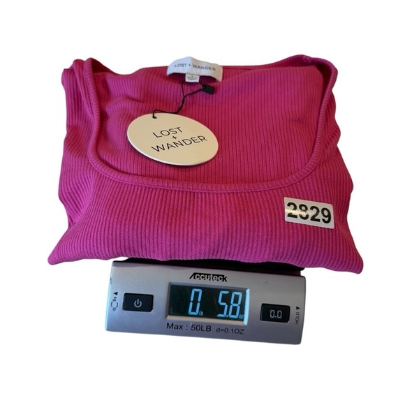 Lost + Wander Pink Cropped Ribbed Top with Cutout Elbow Length Sleeves NEW Large - Picture 11 of 11